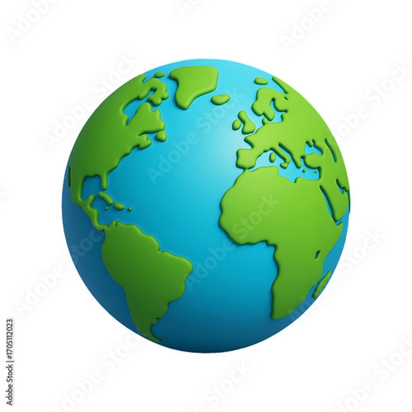 Fototapeta 3D Render of Earth Globe Icon , Isolated on Transparent Background