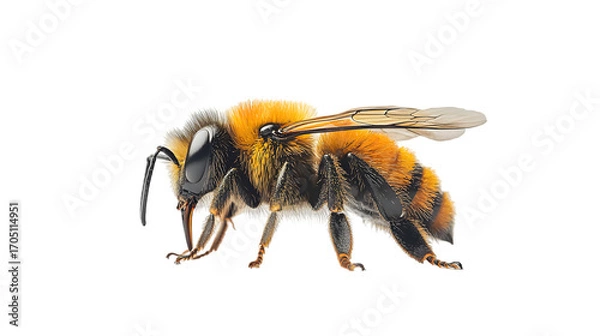 Fototapeta honey bee walking isolated on a transparent background