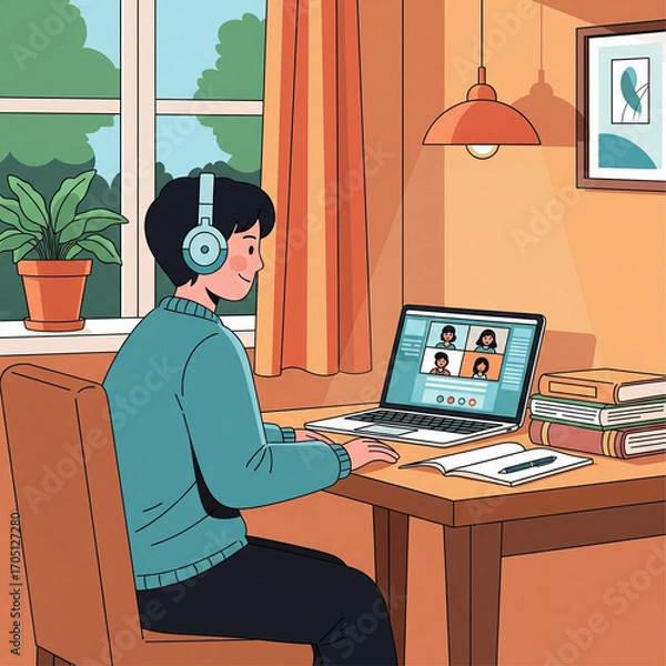 Fototapeta Online Learning Student