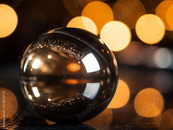 Obraz Snooker Ball Macro with Elegant Golden Light Bokeh