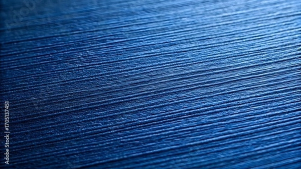 Fototapeta Deep blue brushed metal surface with fine parallel lines