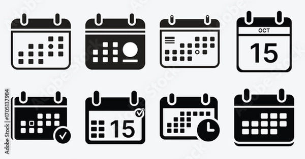 Fototapeta Minimalist Calendar Icons Vector Set Modern Flat Design