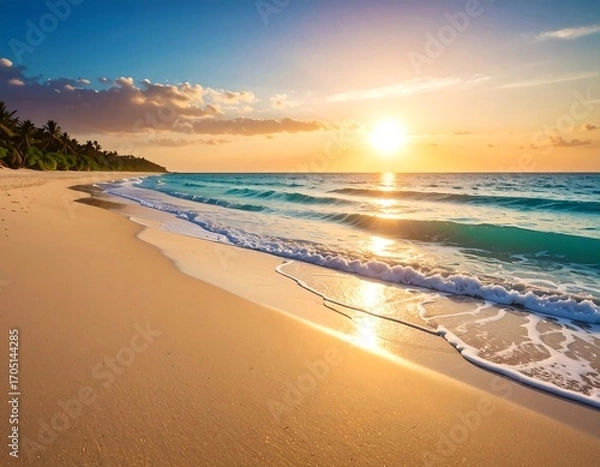 Obraz Tropical sunset beach scene (1)