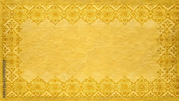 Fototapeta Intricate golden geometric pattern with subtle textured background and decorative border