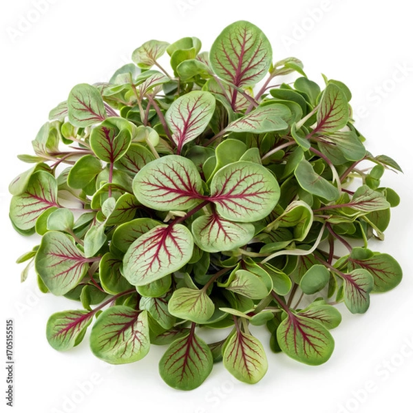 Fototapeta on a white background microgreens sorrel with red veins