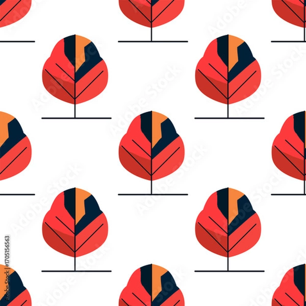 Obraz autumn trees  seamless pattern