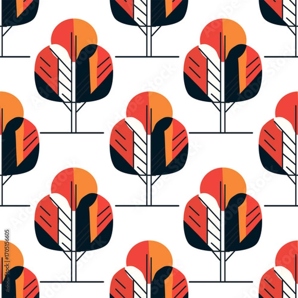 Obraz autumn trees  seamless pattern