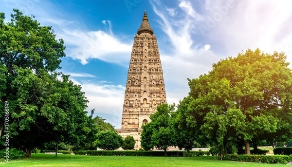 Obraz Ancient pagoda amidst lush greenery