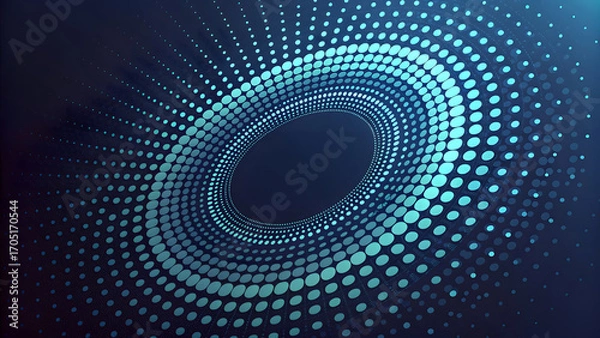 Fototapeta An abstract blue background with glowing circles and dark rings creates an energetic, round design concept
