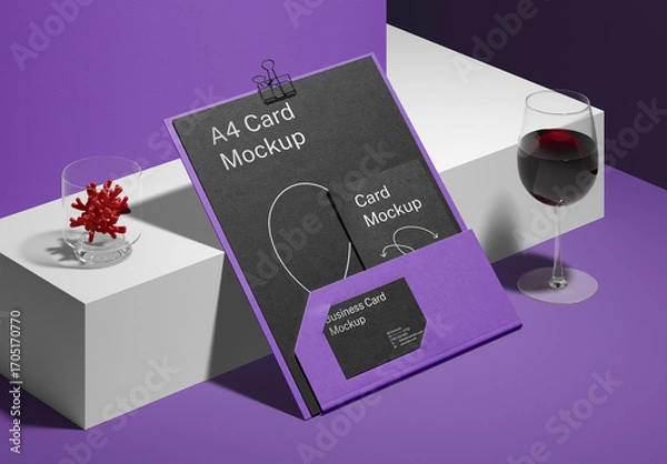 Fototapeta Stationery Folder PSD Mockup