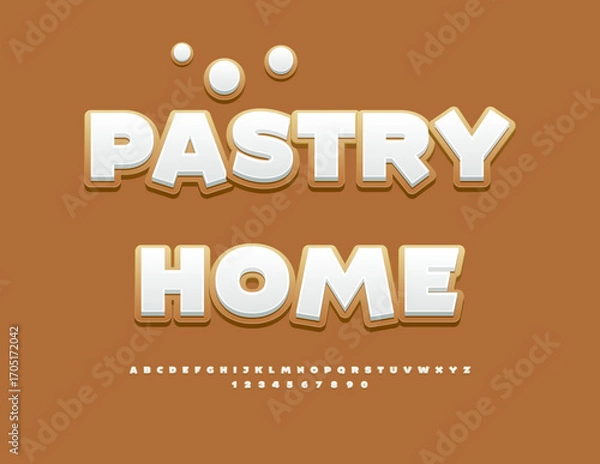 Fototapeta Vector Cooking template Pastry House. Sweet Glazed Font. Tasty Gingerbread style Alphabet Letters and Numbers set