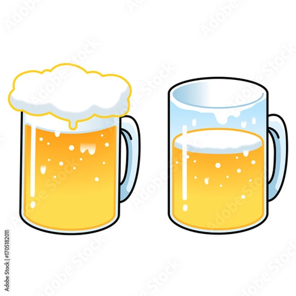 Obraz Beer Mugs Vector Illustration