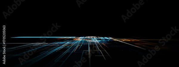 Obraz Futuristic Digital Grid Technology Background AI Data Flow