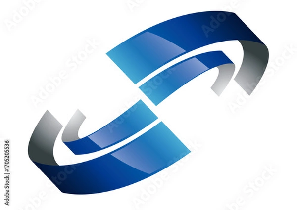 Fototapeta vague comme un S ou C abstrait et dynamique logo-v15