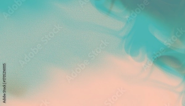 Fototapeta 4K Digital grainy gradient with a colorful soft noise effect. A unique blend of vintage vibes and lo-fi VHS Glitch Texture. Smooth pale pastel teal and peach colors