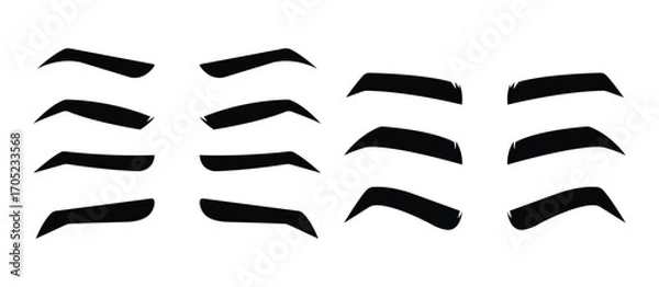 Fototapeta Set of Eyebrow Silhouettes in Various Shapes and Styles.