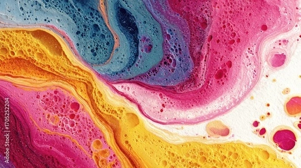 Fototapeta Colorful abstract art with swirling patterns and textures in vibrant hues.