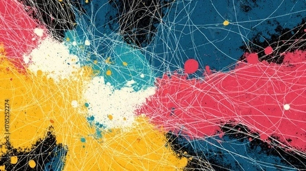 Fototapeta Abstract colorful design with intertwining lines and shapes.