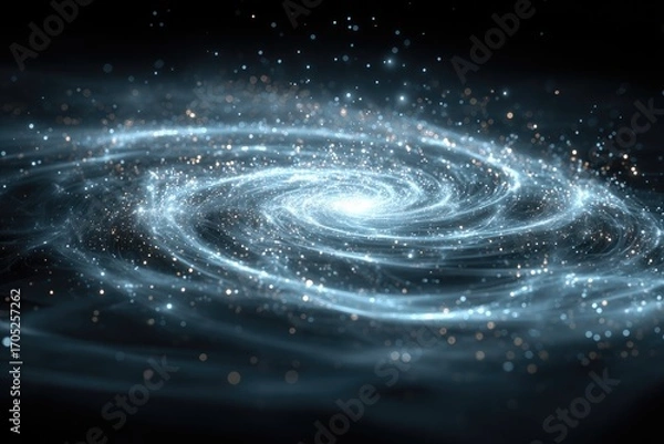 Fototapeta Celestial swirl of light and stars in a dark space background.