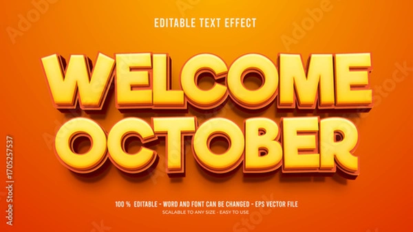 Fototapeta welcome october editable text effect