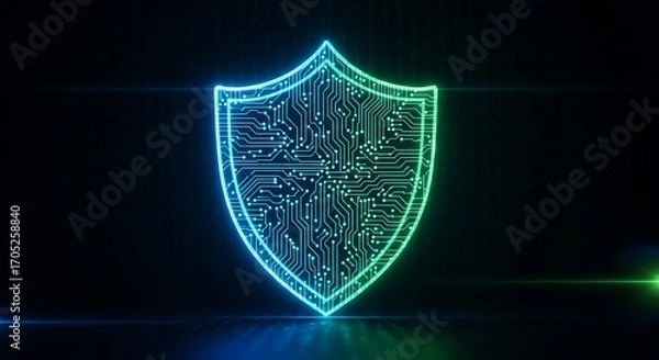 Fototapeta Cybersecurity shield digital protection technology data safety