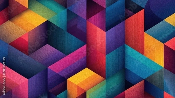 Fototapeta Abstract geometric pattern with vibrant colors and 3D effect.