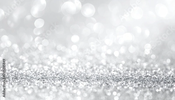 Fototapeta Abstract Silver Glitter Background with Bokeh Lights Holiday Decoration