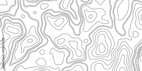 Fototapeta Abstract vector topography map background with wavy contour lines, geometric grid, and mountain relief for hiking, navigation, and cartography design .