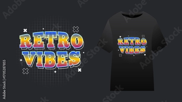 Fototapeta Retro Vibes Tshirt Design with Retro Style Color