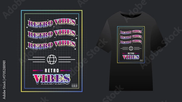 Fototapeta Retro Vibes Tshirt Design with Retro Style Color