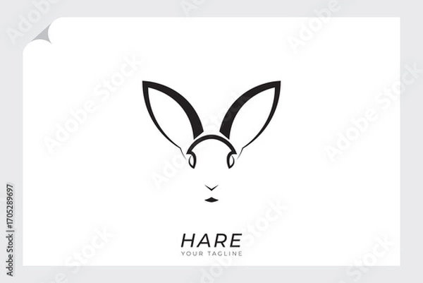 Fototapeta Abstract hare head logo, outline hare head logo with simple design
