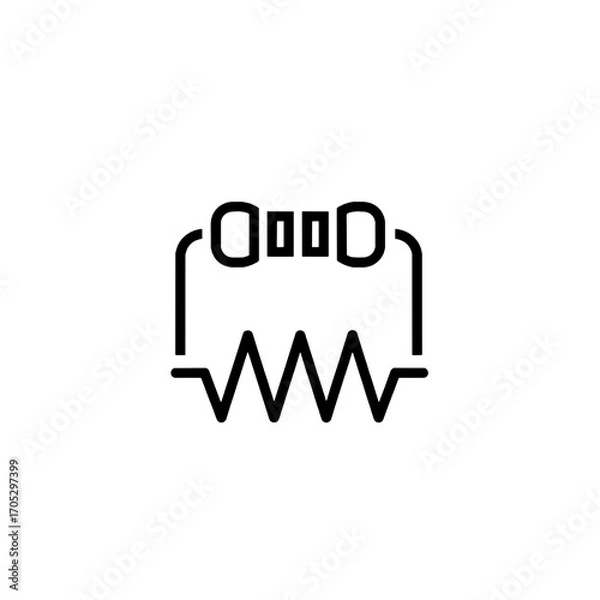 Fototapeta Electrical resistor and schematic circuit symbol line icon for electronic component and technology design concepts