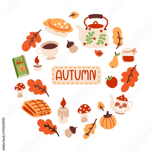 Obraz Autumn card with seasonal elements
