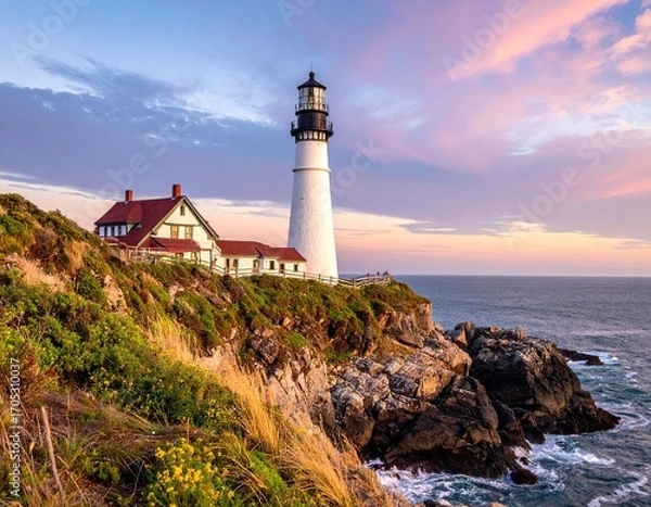 Obraz Coastal Lighthouse at Sunset