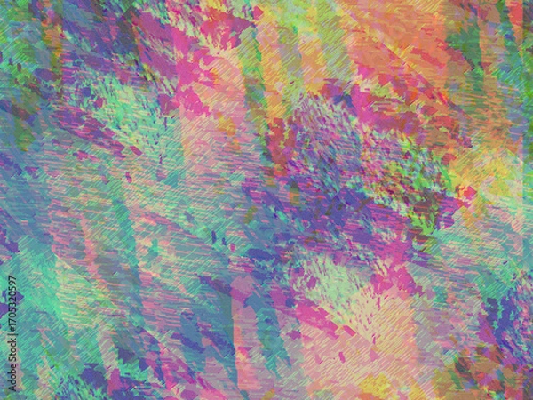Fototapeta Colorful background texture. Layered screen print effect.