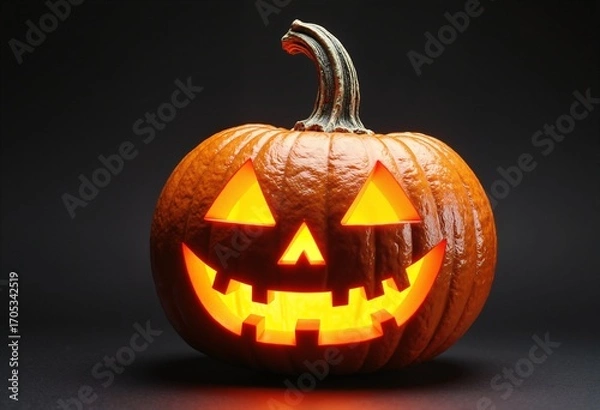 Fototapeta Minimalist abstract Real Jack O Lantern for halloween isolated on black background