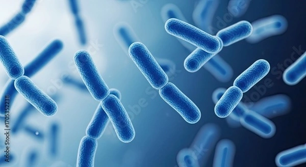Fototapeta Microscopic Bacteria Image Showing Rod-Shaped Prokaryotes.