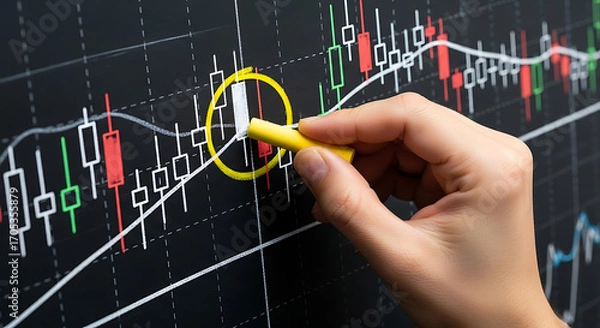 Fototapeta Analyzing Stock Market Trends Charting a Course to Investment Success