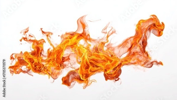 Fototapeta Abstract fire flames against white background