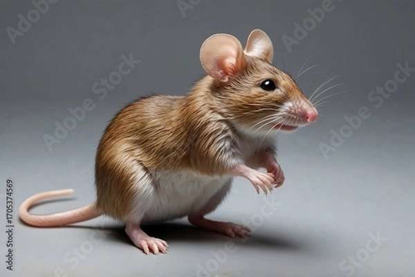 Fototapeta Mouse standing on all fours, tail extended 1