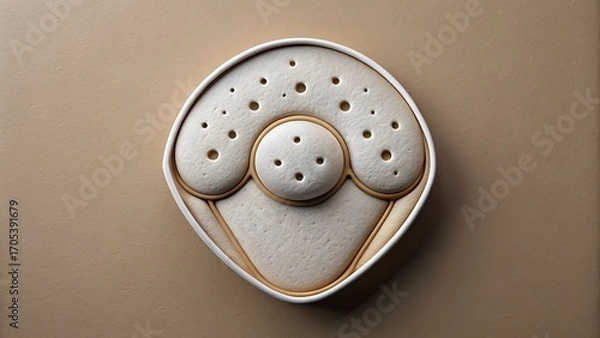 Fototapeta a ceramic plate with three bread rolls arranged neatly