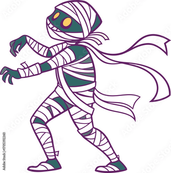 Obraz Mummy Vector File,  Scary monster  ,walking mummy Design