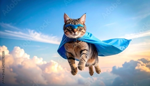 Obraz Super cat soaring through clouds