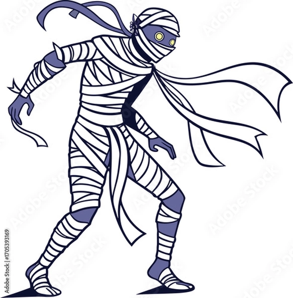 Obraz Mummy Vector File,  Scary monster  ,walking mummy Design