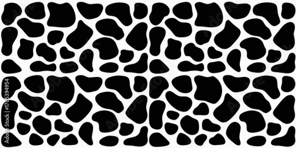 Obraz Abstract black and white organic shapes pattern resembling cowhide or dalmatian spots