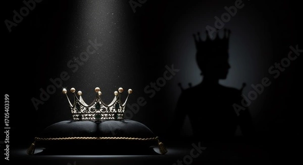 Fototapeta Crown on cushion with shadow of king