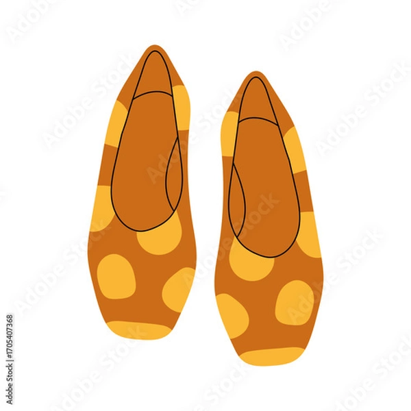 Fototapeta Women's colorful summer sandals and shoes in hand drawn styleVector illustration of various open summer sandals with straps, low and high platform isolated. Summer cute slippers and sandals