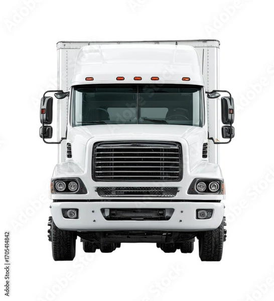 Obraz Transport truck in urban environment business event front view isolated on transparent background, png