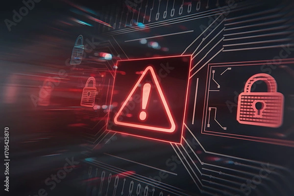 Fototapeta Cyber Security Attack Alert Warning Concept