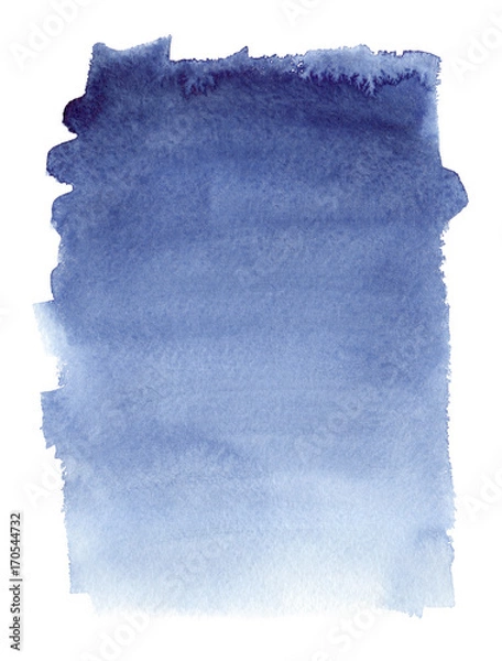 Fototapeta Simple indigo blue fading vertical gradient painted in watercolor on clean white background